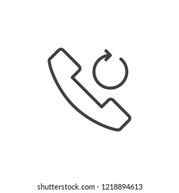 Telephone call repeat outline icon. linear style sign for mobile concept and web design. Phone recall simple line vector icon. Symbol, logo illustration. Pixel perfect vector graphics