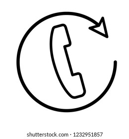 Telephone call repeat outline icon. linear style sign for mobile concept and web design. Phone recall simple line vector icon. Symbol, logo illustration. Pixel perfect vector graphics