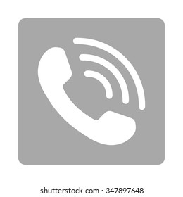 Telephone Call vector icon. Style is flat rounded square button, white and silver colors, white background.