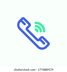 Vector de icono de llamada telefónica, señal plana rellena, Pictograma bicolor de llamada telefónica, color verde y azul. Símbolo, ilustración de logotipo