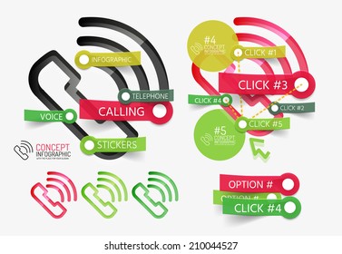 Opciones de texto modificables, elementos de infografía y nubes de etiquetas telefónicas