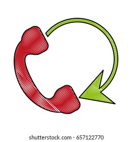 telephone circule flat illustration scribble
