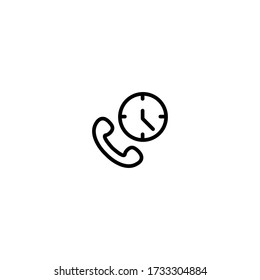 Telephone with clock sign. Call time icon. Line icon design.