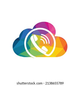 Telephone and cloud logo template design. Telephone logo with modern frame vector design.