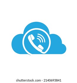 Telephone and cloud logo template design. Telephone logo with modern frame vector design.