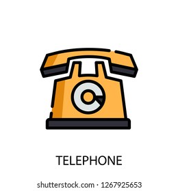 Telephone concept line icon. Simple element illustration. Telephone concept outline symbol design. Can be used for web and mobile UI/UX . Modern vector style. 