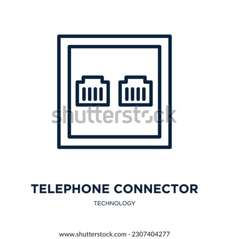 telephone connector icon from technology collection. Thin linear telephone connector, connection, connector outline icon isolated on white background. Line vector telephone connector sign, symbol for  ストックフォト © 
