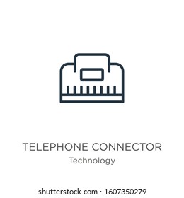 Telephone connector icon. Thin linear telephone connector outline icon isolated on white background from technology collection. Line vector sign, symbol for web and mobile