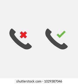 Telephone contact icons incoming accepting and canceled vector icon