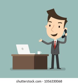 telephone conversation with a client, Vector illustration