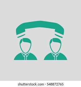 Telephone conversation icon. Gray background with green. Vector illustration.