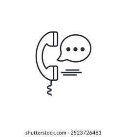 Telephone conversation. Service line of communication with client, buyer, customer. Vector linear icon isolated on white background.