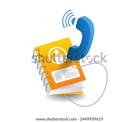 Telephone and data book number plate isometric 3d illustration