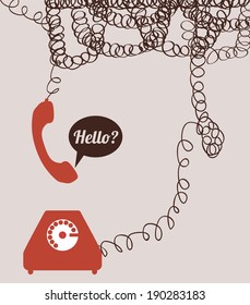 Telephone design over beige background, vector illustration