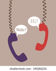 Telephone design over beige background, vector illustration
