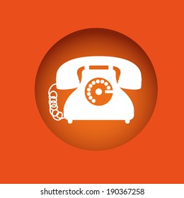 Telephone design over orange background, vector illustration