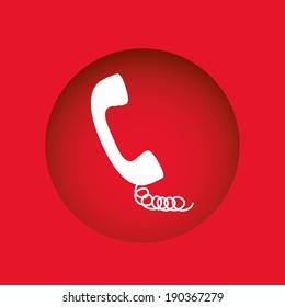 Telephone design over red background, vector illustration
