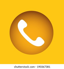 Telephone design over yellow background, vector illustration