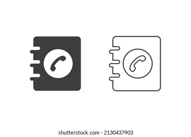 Telefone Verzeichnis Symbole flaches Design oder Telefonverzeichnis Icons. 2 Stil der Telefonverzeichnissymbole einzeln auf weißem Hintergrund.