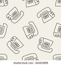 Telephone Doodle Drawing Seamless Pattern Background