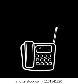 telephone doodle icon vector flat black