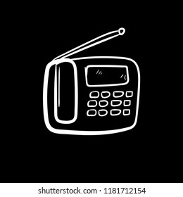 telephone doodle icon vector flat black