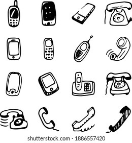 Telephone doodle set, vector illustration eps 10.