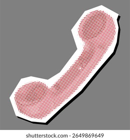 Telephone dotted collage element pointilize in paper torn vector, blending classic communication with an artistic, textured aesthetic. Ideal for vintage themes, tech designs, or creative communication