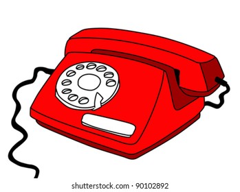 telephone drawing on white background, vector illustration