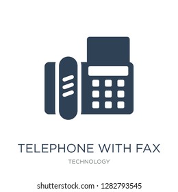 telephone with fax icon vector on white background, telephone with fax trendy filled icons from Technology collection, telephone with fax vector illustration