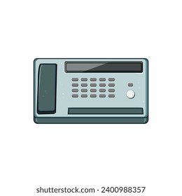 telephone fax machine cartoon. business technology, tele laptop, pc graphic telephone fax machine sign. isolated symbol vector illustration