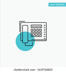 Telephone, Fax, Number, Call turquoise highlight circle point Vector icon