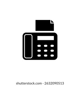 Telephone Fax Office Machine, Telefax Solid Flat Vector Icon Isolated on White Background.