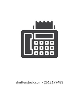 Telephone with fax vector icon. filled flat sign for mobile concept and web design. Fax machine glyph icon. Document transmission symbol, logo illustration. Vector graphics