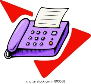 Telefone com ilustração fax.Vetor.