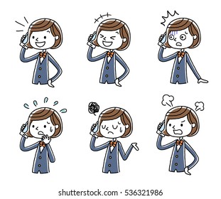 Telephone: Female student, set, variation