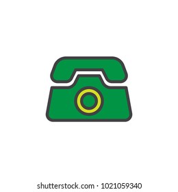 Telephone filled outline icon, line vector sign, linear colorful pictogram isolated on white. Old phone symbol, logo illustration. 