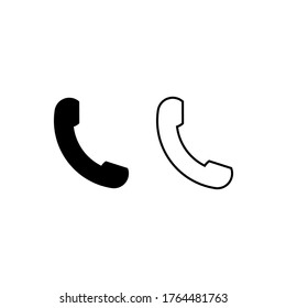 Telephone flat icon in black and white