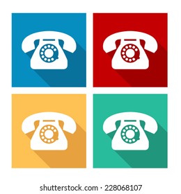 telephone - flat icon with long shadow