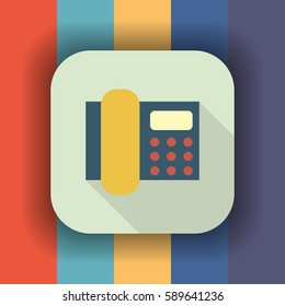 telephone flat icon with long shadow, vector illustration