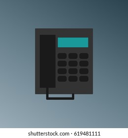 telephone flat icon with long shadow, vector illustration