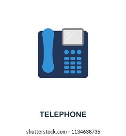 Telephone flat icon. Premium style flat icon design. UI. Illustration of telephone flat icon. Pictogram isolated on white. Ready to use in web design, apps, software, print
