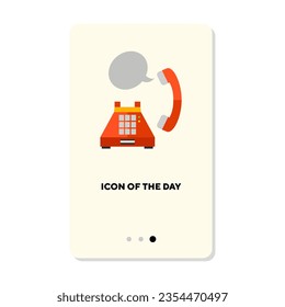 Icono de vector plano del teléfono. Señal de aislamiento de teléfono retro. Telecomunicaciones, equipo, concepto de línea directa. Elementos de símbolo de ilustración de vector para diseño web