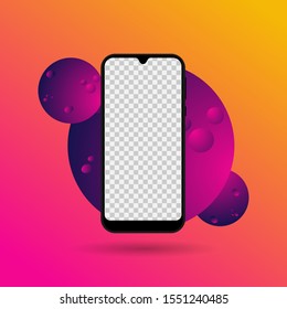 Telephone frame with blank display isolated, Smartphone frame less blank screen. Mockup generic device. Vector realistic violet smartphone template. 