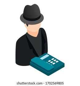 Telephone fraud icon. Isometric illustration of telephone fraud vector icon for web