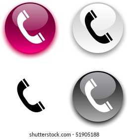Telephone glossy round vector buttons.