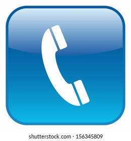 Telephone (glossy rounded button, blue version)