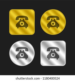 Telephone gold and silver metallic coin logo icon design