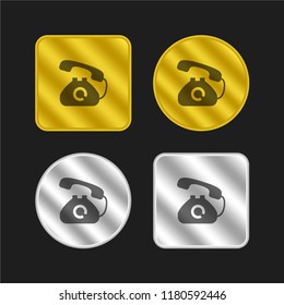Telephone gold and silver metallic coin logo icon design