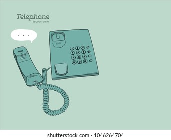 telephone, hand draw sketch vector.